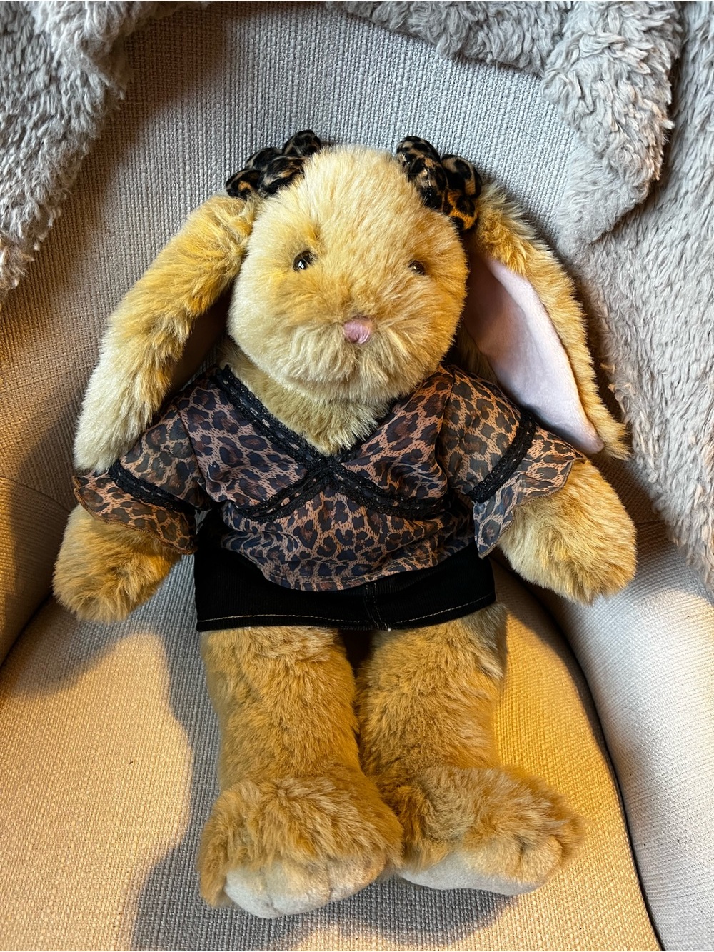 Bunny Big Ears- Build A Bear- in Leopard Y2K Outfit